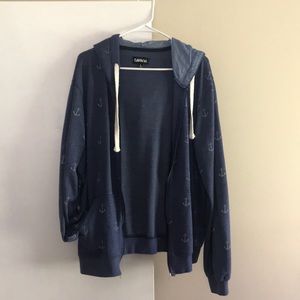 Carbon zip up hoodie with anchor graphic